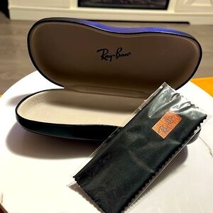 Ray-Ban Eyeglass frame case black unisex w lenses cloth, eyeglasses not included